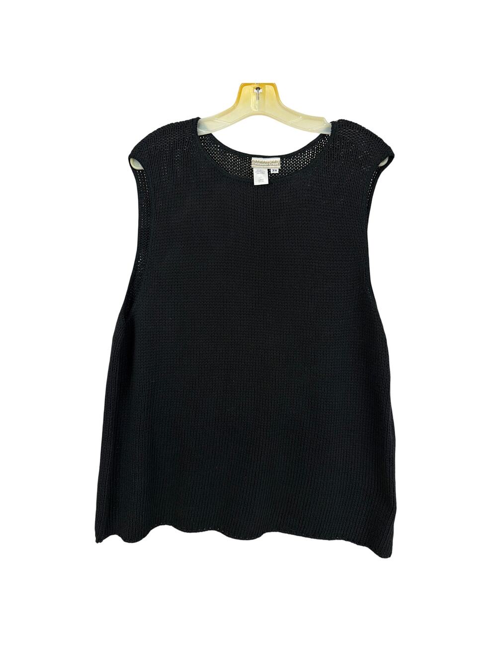 Vintage Coldwater Creek Black Sleeveless Sweater Vest Size 3X Made USA